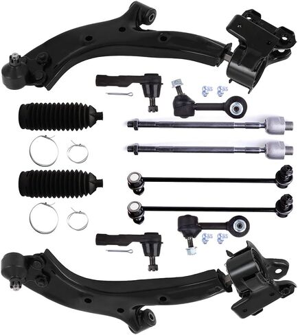 12 PCS Supension Kit - FIT 2007-2011 لـ Honda CR -V ، تشمل - ذراع التحكم السفلي الأمامي W/Ball Joint Most Rod Rod Bar end Link Steering Rack Boot OE# K750297 ES800510 in Saudi Arabia