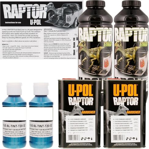 U-Pol Raptor Blue Metallic Urethane Spray-On Truck Bed Priner و Seleture Coating ، 2 لتر in Kuwait