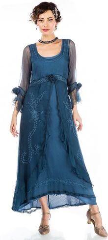 Nataya 40836 Women's 1920s Victorian Vintage Style Wedding Party Dress in Lapis Blue in Saudi Arabia