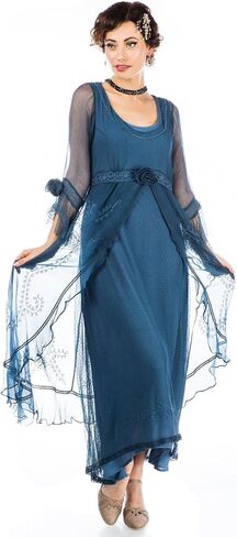 Nataya 40836 Women's 1920s Victorian Vintage Style Wedding Party Dress in Lapis Blue in Saudi Arabia