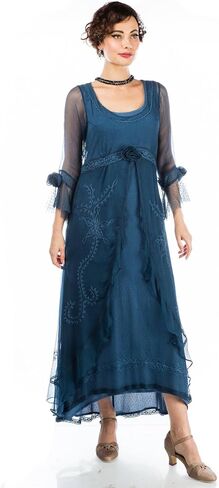 Nataya 40836 Women's 1920s Victorian Vintage Style Wedding Party Dress in Lapis Blue in Saudi Arabia