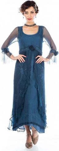 Nataya 40836 Women's 1920s Victorian Vintage Style Wedding Party Dress in Lapis Blue in Saudi Arabia