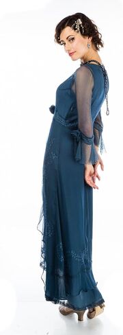 Nataya 40836 Women's 1920s Victorian Vintage Style Wedding Party Dress in Lapis Blue in Saudi Arabia