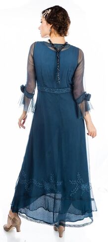 Nataya 40836 Women's 1920s Victorian Vintage Style Wedding Party Dress in Lapis Blue in Saudi Arabia
