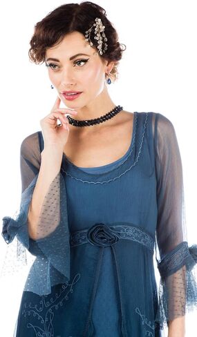 Nataya 40836 Women's 1920s Victorian Vintage Style Wedding Party Dress in Lapis Blue in Saudi Arabia