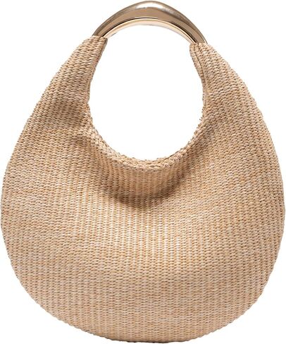 حقيبة قش لـ Women Crescent Bag ، Boho Summer Summer Beach Braided Budse Lightweight & Sytlish Top Handbag حقيبة يد in Saudi Arabia