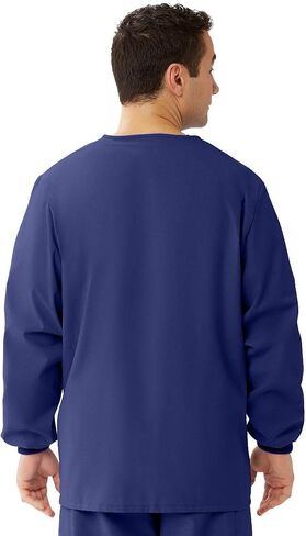Medline AngelStat Snap-Front Warm-Up Scrub Jacket, Large, Navy in Saudi Arabia