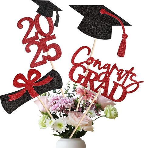 20 PCS 2024 Graduation Party Decorations Set,Class of 2024 Double Sided Graduation Centerpiece Stick Glitter for Tables,Table Toppers,Party Accessories,Black/Gold in Kuwait