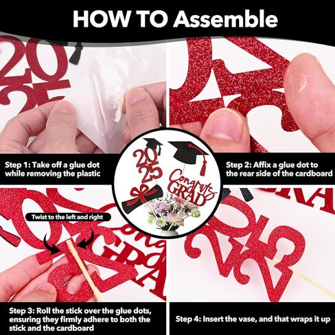 20 PCS 2024 Graduation Party Decorations Set,Class of 2024 Double Sided Graduation Centerpiece Stick Glitter for Tables,Table Toppers,Party Accessories,Black/Gold in Kuwait