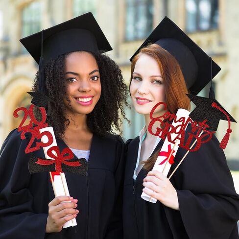 20 PCS 2024 Graduation Party Decorations Set,Class of 2024 Double Sided Graduation Centerpiece Stick Glitter for Tables,Table Toppers,Party Accessories,Black/Gold in Kuwait