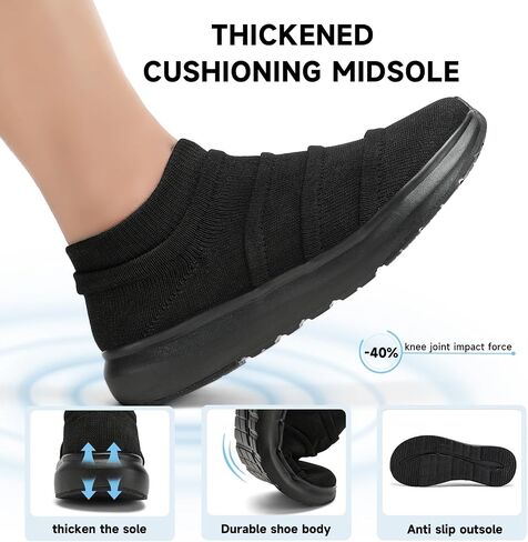 Men's Slip-On Wide Toe Box Sneakers - Extra Wide Width Breathable Shoes for Gym, Travel Laceless Lightweight Shoes in Saudi Arabia