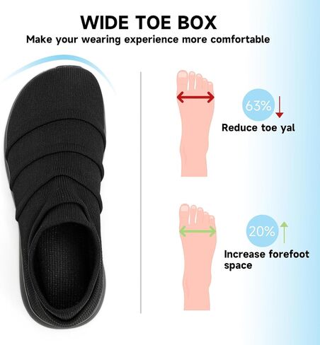 Men's Slip-On Wide Toe Box Sneakers - Extra Wide Width Breathable Shoes for Gym, Travel Laceless Lightweight Shoes in Saudi Arabia