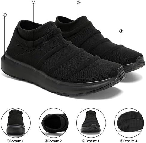 Men's Slip-On Wide Toe Box Sneakers - Extra Wide Width Breathable Shoes for Gym, Travel Laceless Lightweight Shoes in Saudi Arabia