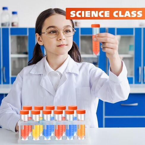 100 Pack 50ml Self Standing Centrifuge Tubes 28 x 116 mm Plastic Test Tubes with Caps Skirted Conical Tubes Vials with Screw Cap, Graduated Marks for Science Experiments, Liquids, Party Supplies in Kuwait