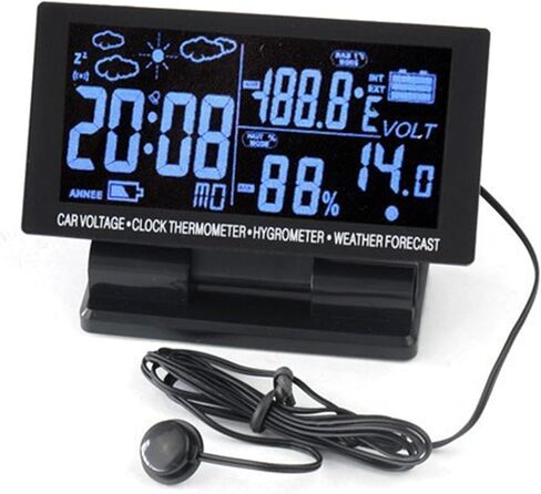 CAR LCD الرقمية متعددة الوظائف على مدار الساعة 12 فولت/24 فولت ميت مقياس الجبال التنبؤ بدرجة الحرارة المنبه 4 في 1 مع كابل 1.5M in Saudi Arabia