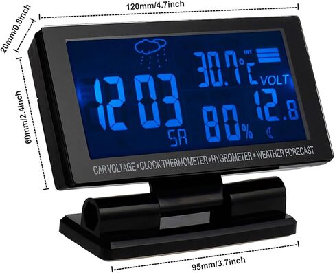 CAR LCD الرقمية متعددة الوظائف على مدار الساعة 12 فولت/24 فولت ميت مقياس الجبال التنبؤ بدرجة الحرارة المنبه 4 في 1 مع كابل 1.5M in Saudi Arabia