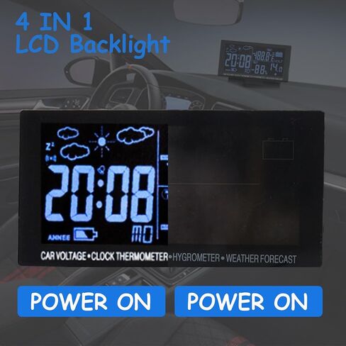 CAR LCD الرقمية متعددة الوظائف على مدار الساعة 12 فولت/24 فولت ميت مقياس الجبال التنبؤ بدرجة الحرارة المنبه 4 في 1 مع كابل 1.5M in Saudi Arabia