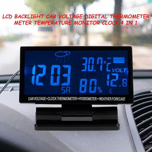 CAR LCD الرقمية متعددة الوظائف على مدار الساعة 12 فولت/24 فولت ميت مقياس الجبال التنبؤ بدرجة الحرارة المنبه 4 في 1 مع كابل 1.5M in Saudi Arabia