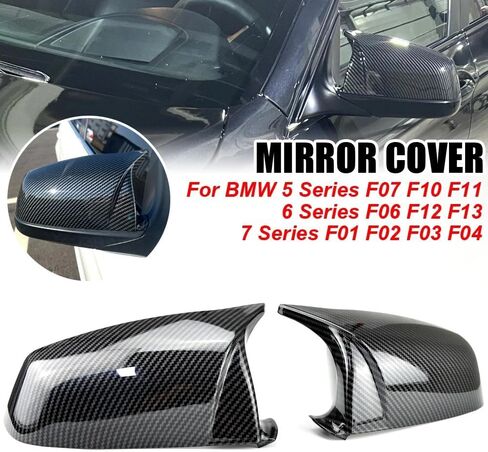 غطاء غطاء مرآة الرؤية الجانبية الجانبية لـ BMW 5 6 7 Series E60 E61 E63 E64 F01 F02-F04 F06 F07 F11 F12 F13 Carbon Fiber أسود (نظرة ألياف الكربون) in Kuwait