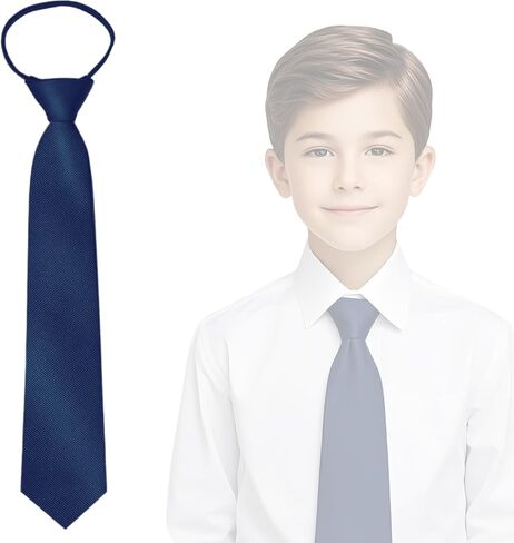 Pre-Tied Boys Necktie 15"x2" with Adjustable Drawcord for Teens, School, Weddings in Saudi Arabia