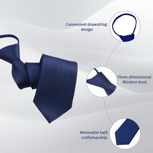 Pre-Tied Boys Necktie 15"x2" with Adjustable Drawcord for Teens, School, Weddings in Saudi Arabia