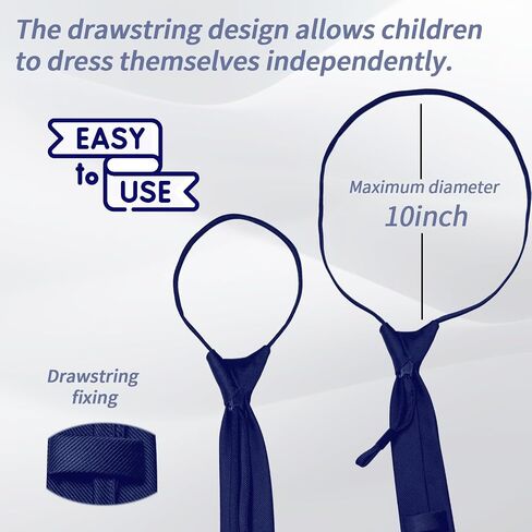 Pre-Tied Boys Necktie 15"x2" with Adjustable Drawcord for Teens, School, Weddings in Saudi Arabia