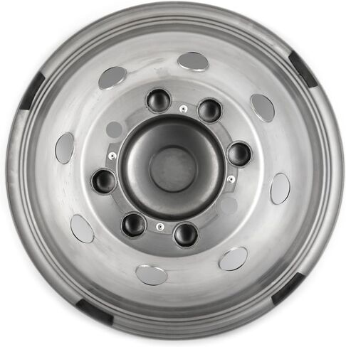 17 "خلفية خلفية مصقولة مصقولة من الفولاذ المقاوم للصدأ ، 4pcs الترباس متين على 8 lug 5 ثقوب تنفيس غطاء العجلة hubcaps تناسب 2003-2018 دودج رام 3500 شاحنة in Saudi Arabia