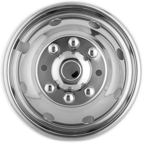 17 "خلفية خلفية مصقولة مصقولة من الفولاذ المقاوم للصدأ ، 4pcs الترباس متين على 8 lug 5 ثقوب تنفيس غطاء العجلة hubcaps تناسب 2003-2018 دودج رام 3500 شاحنة in Saudi Arabia