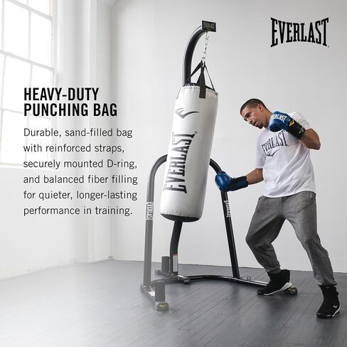 Everlast Elite Nevatear 70 Pound Heavy Bag with Dual Reinforced Hanging Strap, D Rings, 2 Carabiners, and Swivel for Boxing and Fitness Workout, White in Saudi Arabia