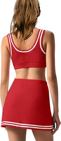 Nirovien Womens 2 Piece Workout Sets Tennis Skort Sets Matching Gym Clothes Tank Top and Athletic Skorts in Saudi Arabia