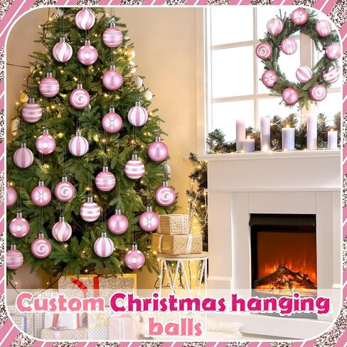 24 Pcs Christmas Ball Ornaments Black and White Christmas Tree Decoration Ornaments 2.36 Inches Glitter Plastic Stripe Dot Snowflake Hanging Decoration for Home Indoor in Saudi Arabia