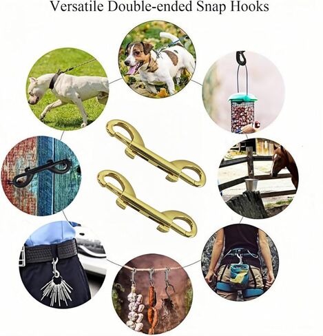 2Pcs 4.6-inch Double Ended Snap Hooks, Silver Heavy Duty Double-Ended Bolt Snap Hook Double Sided Clip Zinc Alloy Metal Trigger Clip Snap Hook for Chain Latch Dog Leash Pet Feed Bucket, SATONBEYI in Kuwait