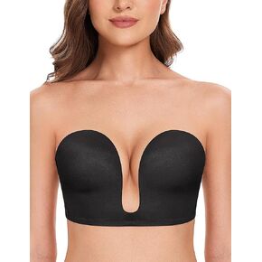 حمالة صدر Wingslove النسائية بدون حمالات عميقة متعددة الاتجاهات، حمالة صدر لاسلكية منخفضة القطع، سجادة حمراء قابلة للتحويل من الخلف (بني منخفض، 34DD) in Kuwait