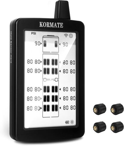 نظام مراقبة ضغط الإطارات TPMS 22 مستشعرًا عموديًا ، جميع الضغط على الإطارات ودرجة الحرارة في وقت واحد ، الطاقة الشمسية ، ل RV ، شاحنة شبه ، منزل ، العجلة الخامسة ، المقطورة (التدفق من خلال ، 22 مستشعر) in Kuwait