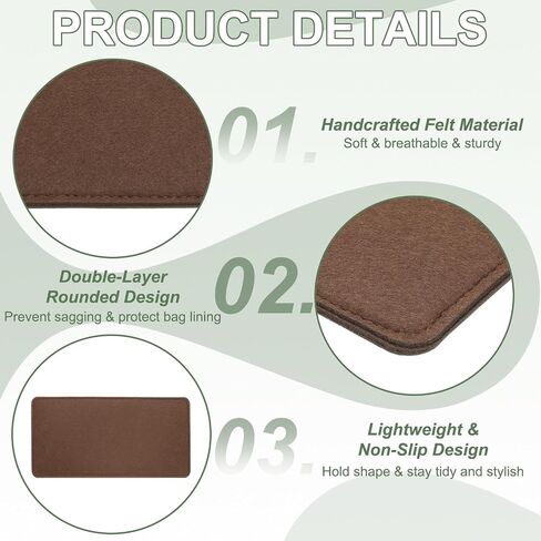 Felt Base Shaper, Bag Bottom Shaper Purse Organizer Insert, Handbag Organizers Arc Corner Liner Board Insert, 14 x 9 Inch Fit for Purse Tote Bag Handbag Women (Coffee) in Kuwait