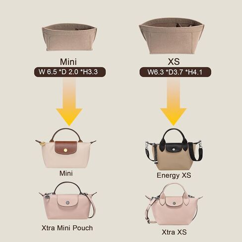 Ztujo Pres Organizer Insert for Le Pliage Mini و Xtra XS Handbag ، Xtra XS Pouch (Le Pliage Energy/Xtra XS ، Beige) in Kuwait