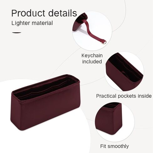 Silky Insert for Coco Handle, Sliky Purse Organizer Inserts Fit for Chanel Medium Flap Bag with Top Handle(Single Medium liner, Burgundy) in Saudi Arabia