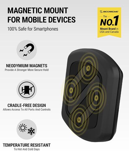 Scosche MAG12VB MagicMount Universal Magnetic Car Phone Holder, Cigarette Lighter Mount with USB Charger, Easy Magnet Mounting for iPhone, iPad, Smartphones, Tablets, and All Devices in Kuwait