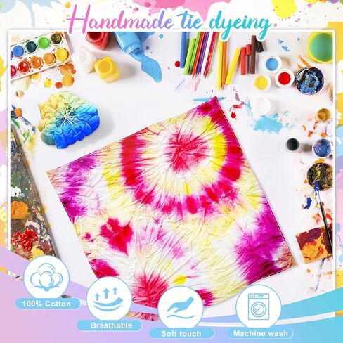 22" x 22" White Bandana Bulk for Tie Dying Bulk Blank Solid Handkerchiefs DIY Blank Cotton Bandanas Handkerchiefs in Kuwait