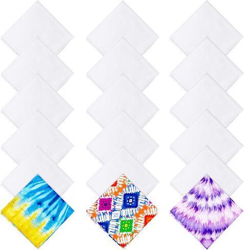 22" x 22" White Bandana Bulk for Tie Dying Bulk Blank Solid Handkerchiefs DIY Blank Cotton Bandanas Handkerchiefs in Kuwait
