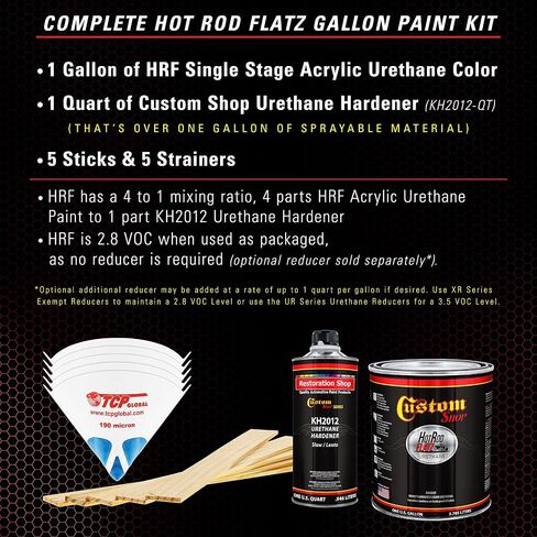 Custom Shop - Candy Apple Red - Hot Rod Flatz Flat Matte Satin Urethane Auto Paint - Complete Gallon Paint Kit - Professional Low Sheen Automotive, Car Truck Coating, 4:1 Mix Ratio in Saudi Arabia