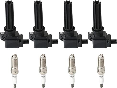 ملفات الإشعال 4PCS للعلامة التجارية + 4pcs تقاطعات شرارة Iridium 6736203 CM5Z12029A UF670 متوافقة مع Ford Fusion Focus Explorer Lincoln UF670 in Kuwait