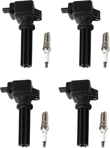 ملفات الإشعال 4PCS للعلامة التجارية + 4pcs تقاطعات شرارة Iridium 6736203 CM5Z12029A UF670 متوافقة مع Ford Fusion Focus Explorer Lincoln UF670 in Kuwait