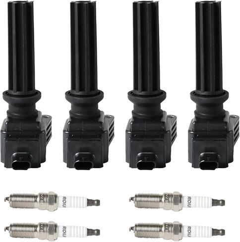 ملفات الإشعال 4PCS للعلامة التجارية + 4pcs تقاطعات شرارة Iridium 6736203 CM5Z12029A UF670 متوافقة مع Ford Fusion Focus Explorer Lincoln UF670 in Kuwait