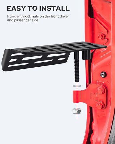 Benlari Upgraded 120° Wrangler Foot Pegs, Door Off Foot Pegs Exterior Door Hinge Foot Pegs Compatible with Jeep Wrangler JK JKU JL JLU 2007-2025, Gladiator JT 2020-2025 Foot Rest Pedals in Saudi Arabia