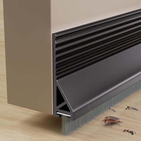 39" Door Sweep for Bottom of Door with Brush,Silicone Under Door Draft Stopper Reduce Noise,Adhesive Door Gap Filler Bottom for Exterior & Interior Doors Blocker Dust Cold Air,White in Saudi Arabia