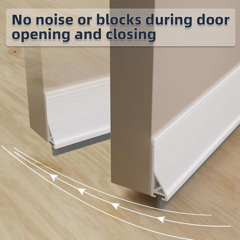 39" Door Sweep for Bottom of Door with Brush,Silicone Under Door Draft Stopper Reduce Noise,Adhesive Door Gap Filler Bottom for Exterior & Interior Doors Blocker Dust Cold Air,White in Saudi Arabia
