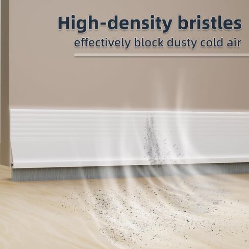 39" Door Sweep for Bottom of Door with Brush,Silicone Under Door Draft Stopper Reduce Noise,Adhesive Door Gap Filler Bottom for Exterior & Interior Doors Blocker Dust Cold Air,White in Saudi Arabia