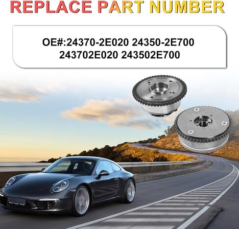 24370-2E020 24350-2E700 توقيت عادم الحد من عمود الحدبات VVT SPROCKET 2PCS FITS لـ HYUNDAI ELANTRA KONA VELOSTER KIA FORTE 2017 2018 2019 2020 2021 2022 2.0L DOHC OE 243702E020 243502E700 in Kuwait