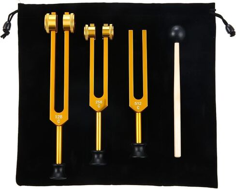 Tuning Forks for Healing Set (128Hz, 256Hz, 512Hz)–Medical Grade Sound Healing Instruments for Chakra, Yoga, and Meditation (Gold) in Saudi Arabia
